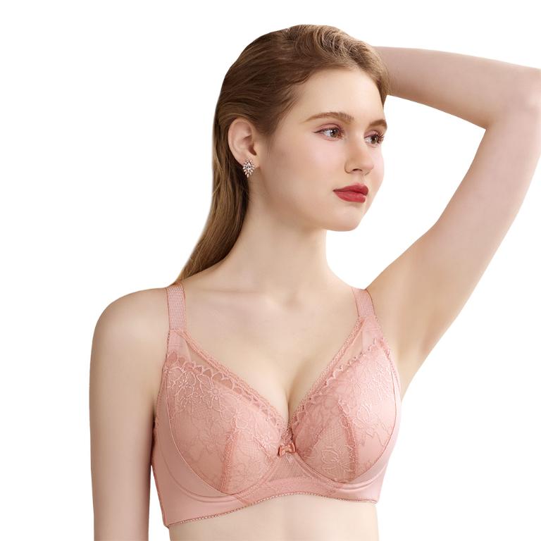 【思薇爾】S小心機系列E-H罩調整型涼感蕾絲集中包覆大罩塑身女內衣(卡羅粉)