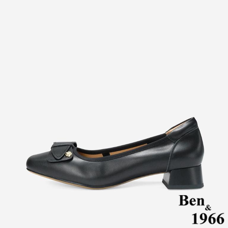 Ben&1966 高級牛皮氣質百搭粗跟鞋-黑(248261)