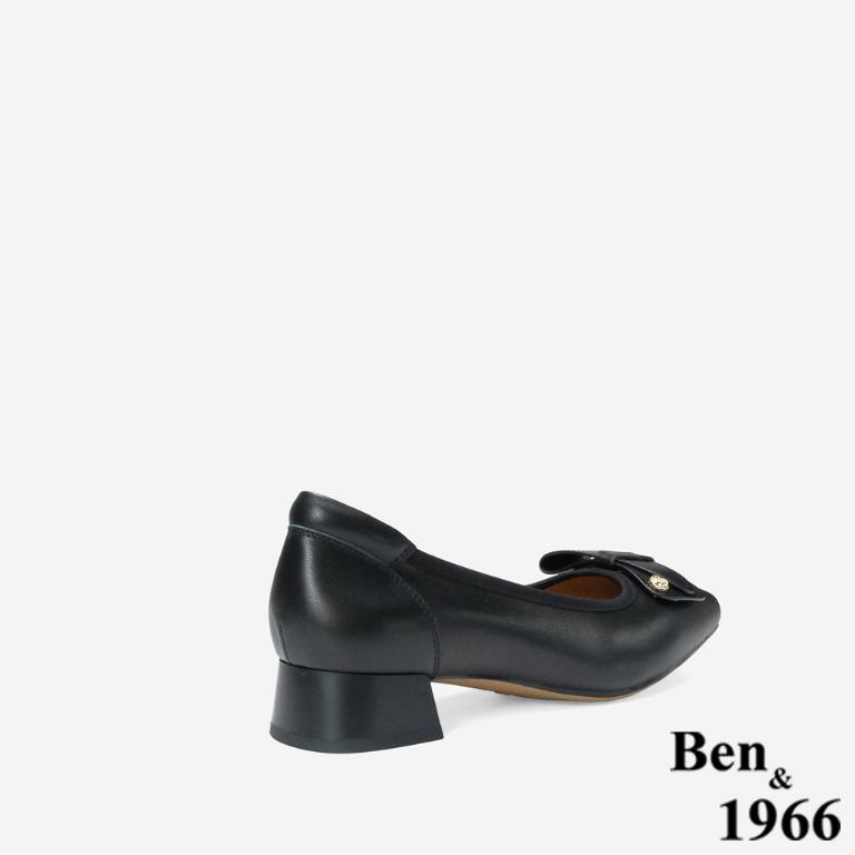 Ben&1966 高級牛皮氣質百搭粗跟鞋-黑(248261)