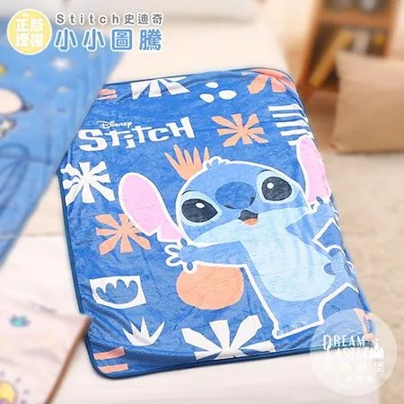 四季萬用法蘭絨毯90x120cm-迪士尼史迪奇Stitch 小小圖騰-藍