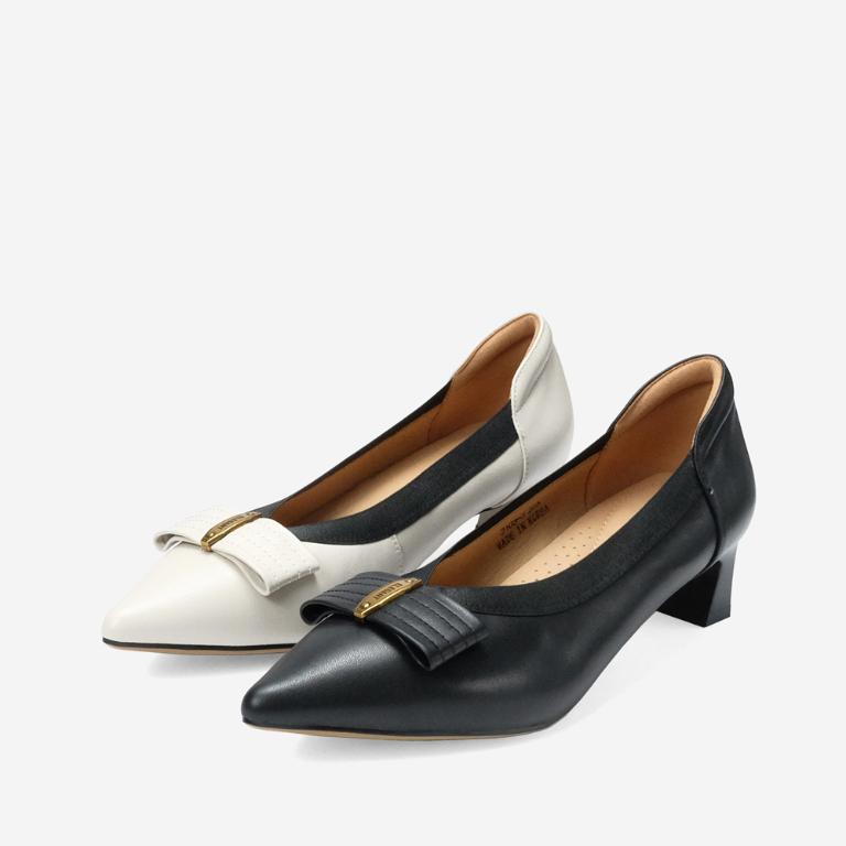 Ben&1966 高級牛皮典雅時尚高跟鞋-米白(248182)