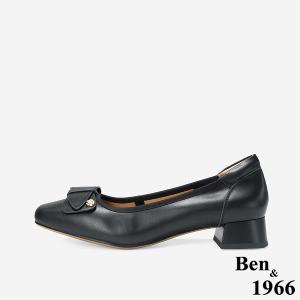Ben&1966 高級牛皮氣質百搭粗跟鞋-黑(248261)