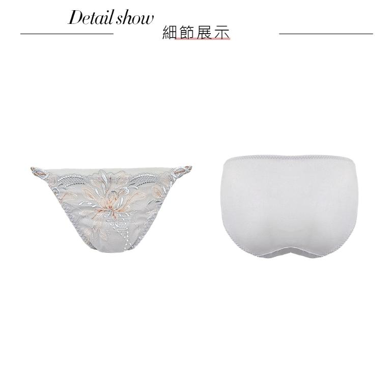 【思薇爾】浮花金萃系列M-XL蕾絲刺繡低腰三角女內褲(橡灰色)