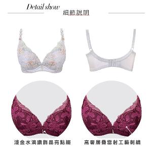 【思薇爾】浮花金萃系列B-E罩軟鋼圈蕾絲刺繡集中包覆女內衣(橡灰色)
