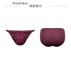 【思薇爾】浮花金萃系列M-XL蕾絲刺繡低腰三角女內褲(魅紫紅)