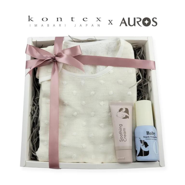 日本 kontex-今治自然圓點系列-實用有機防踢被+諾卡草本寶寶防蚊.修護組60ml/40g (附禮盒/提袋/可愛品牌小卡可代寫)