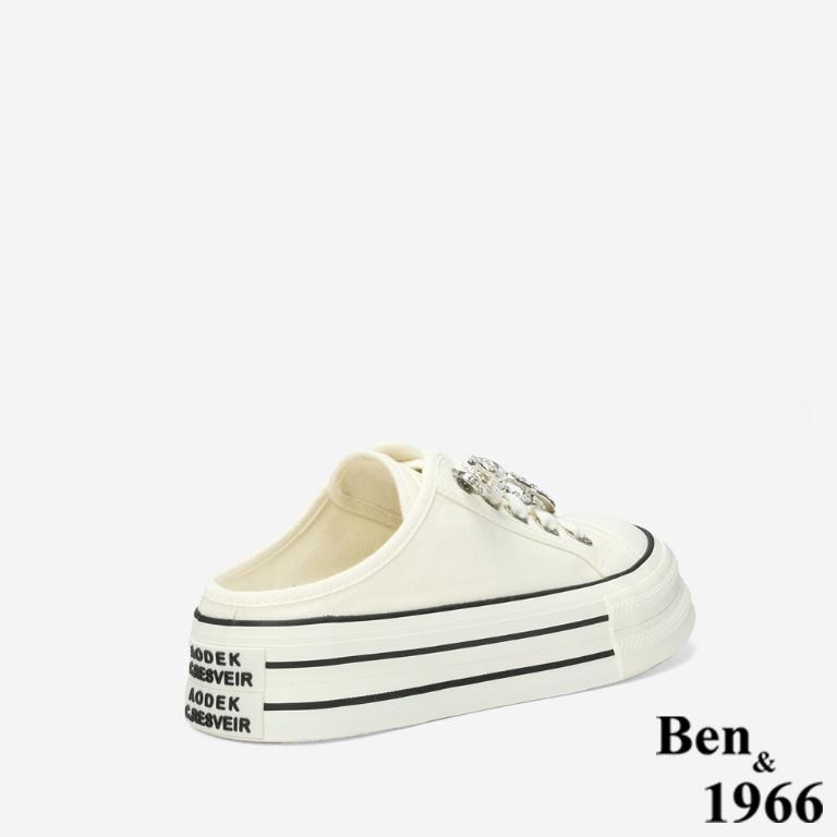 Ben&1966 丹寧布厚底H&C釦厚底休閒鞋-米白(248112)