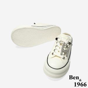 Ben&1966 丹寧布厚底H&C釦厚底休閒鞋-米白(248112)