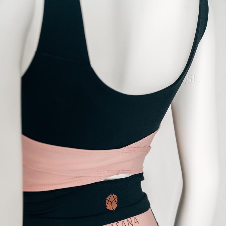 Aurora 優雅芭蕾女伶 雙色交叉款機能運動上衣-不夜紐約