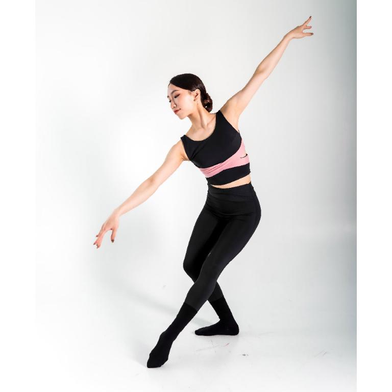 Aurora 優雅芭蕾女伶 雙色交叉款機能運動長褲-不夜紐約