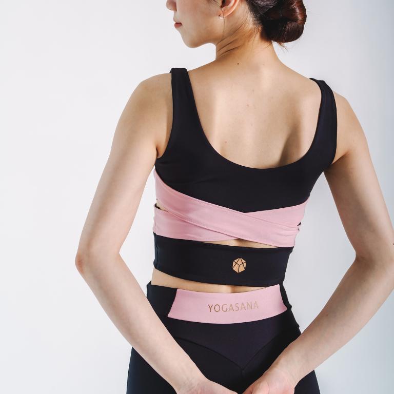 Aurora 優雅芭蕾女伶 雙色交叉款機能運動上衣-不夜紐約