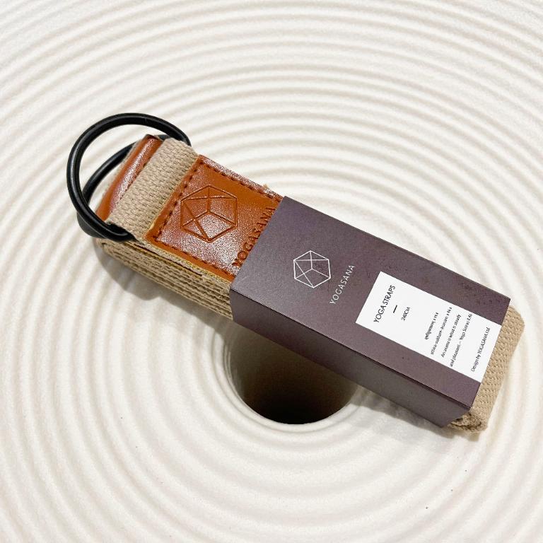 加長版瑜珈繩 240cm - 亞麻米 Natural Beige（霧面黑鎖頭）