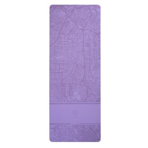 城市素描 4mm柔霧絨皮革天然橡膠瑜珈墊-夕霧洛杉磯