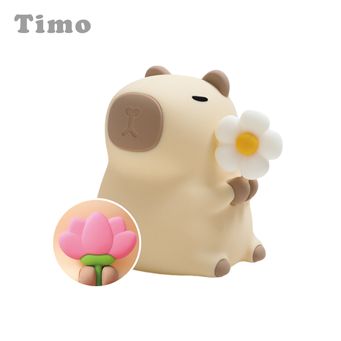 【Timo】萌萌水豚LED拍拍小夜燈-花朵款