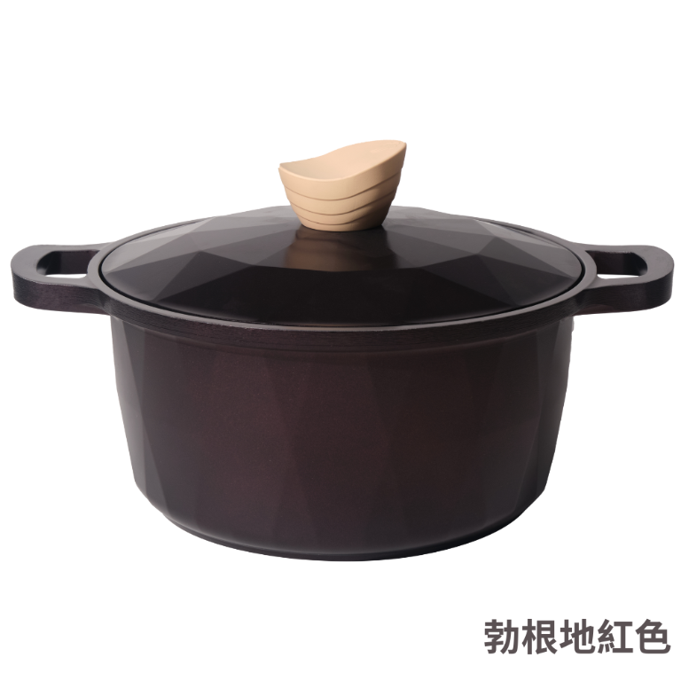 【Korea King】韓國製 Crystal 陶瓷水妍晶緻湯鍋系列22cm-香頌拿鐵、勃根地紅