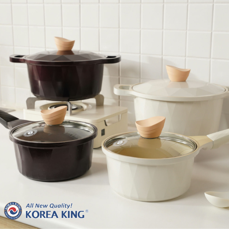 【Korea King】韓國製 Crystal 陶瓷水妍晶緻湯鍋系列18cm-香頌拿鐵、勃根地紅