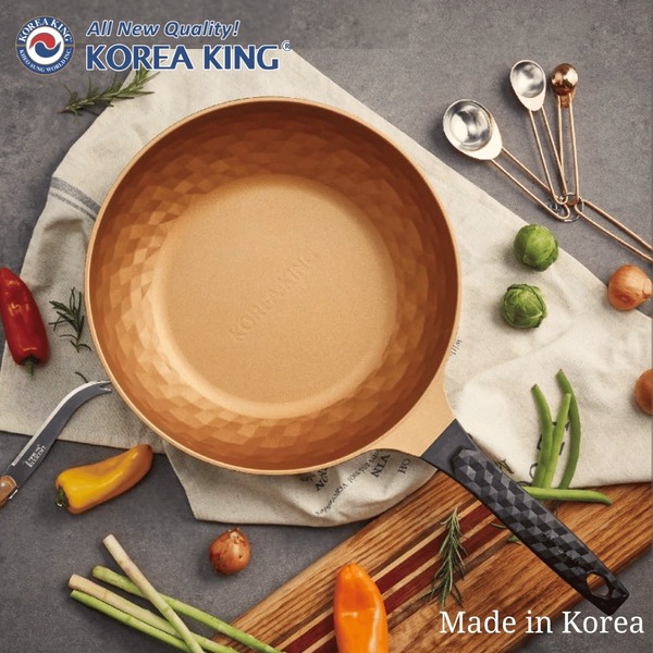 【Korea King】韓國製 Diamond X 鈦金盾晶鑽不沾深炒鍋28CM