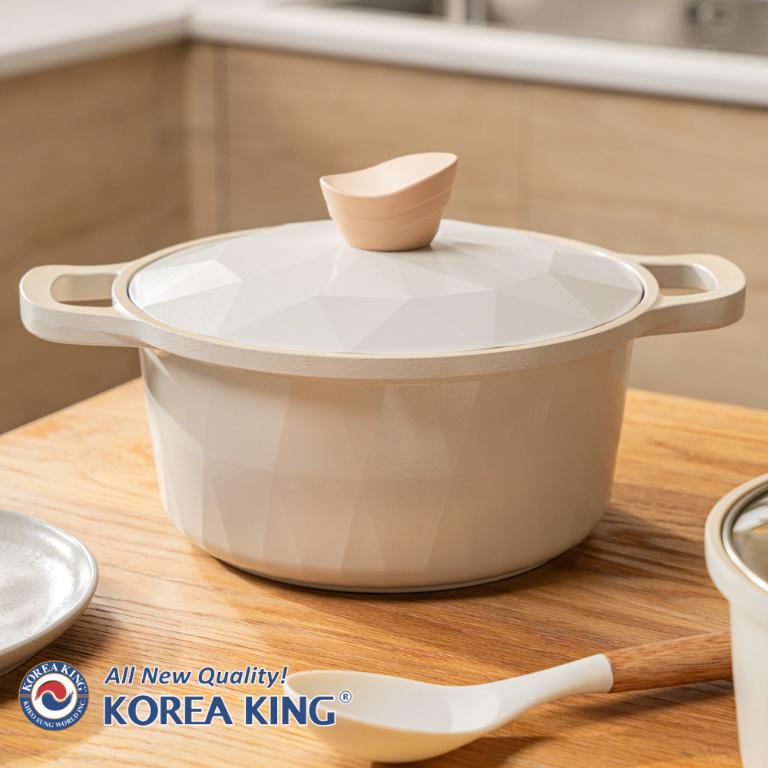 【Korea King 】香頌拿鐵-天然陶瓷不沾鍋 4鍋6件組