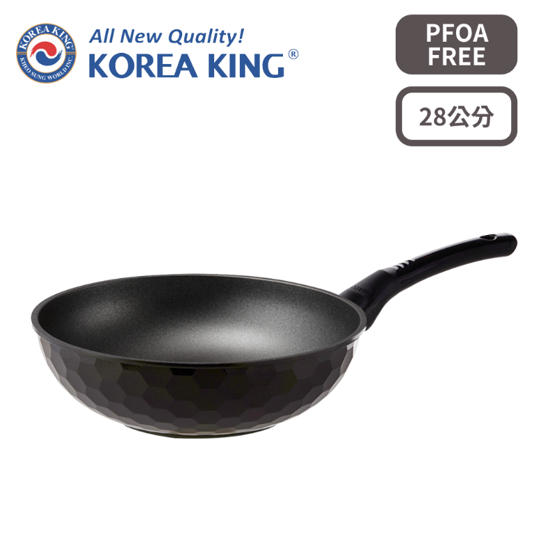 【Korea King】韓國製 Granite 蜂巢晶礦花崗岩不沾炒鍋 28cm