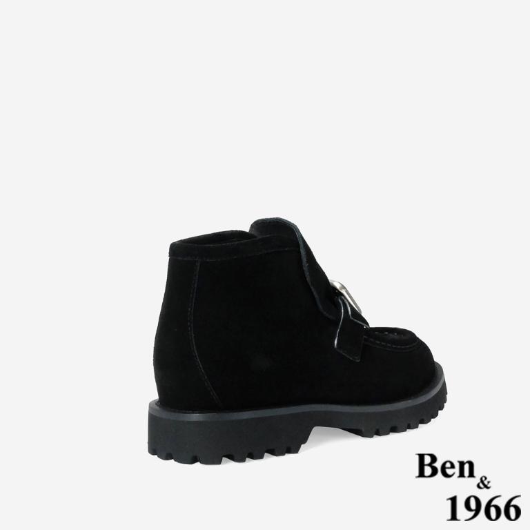 Ben&1966 高級牛皮方釦個性時尚踝靴-黑(247021)