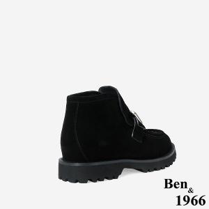 Ben&1966 高級牛皮方釦個性時尚踝靴-黑(247021)