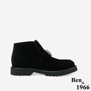 Ben&1966 高級牛皮方釦個性時尚踝靴-黑(247021)