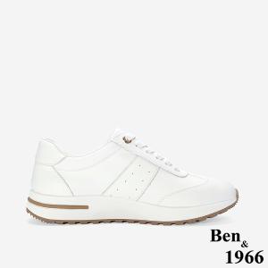 Ben&1966 高級牛皮撞色舒適厚底休閒鞋-米白(248062)