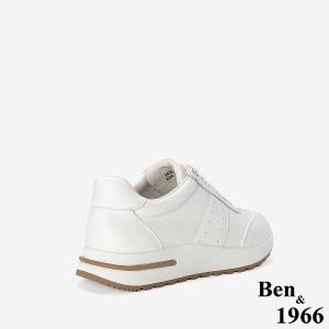 Ben&1966 高級牛皮撞色舒適厚底休閒鞋-米白(248062)