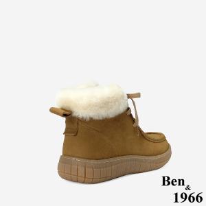 Ben&1966質感磨砂牛皮可愛毛絨舒適小短靴-橄欖綠(247011)