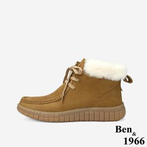 Ben&1966質感磨砂牛皮可愛毛絨舒適小短靴-橄欖綠(247011)