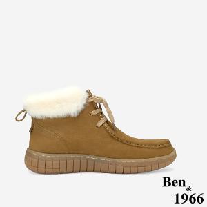 Ben&1966質感磨砂牛皮可愛毛絨舒適小短靴-橄欖綠(247011)