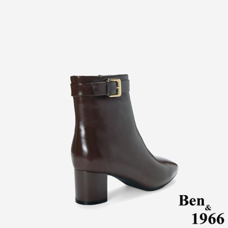 Ben&1966 高級牛油皮個性時尚裸靴-咖啡(247182)