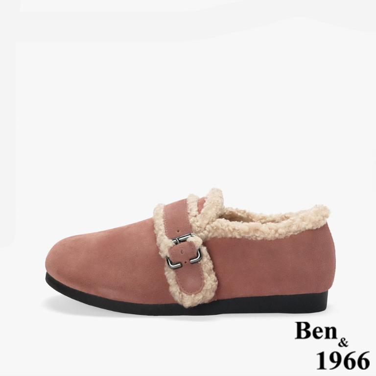 Ben&1966 高級牛皮可愛絨毛包鞋-珊瑚粉(248322)