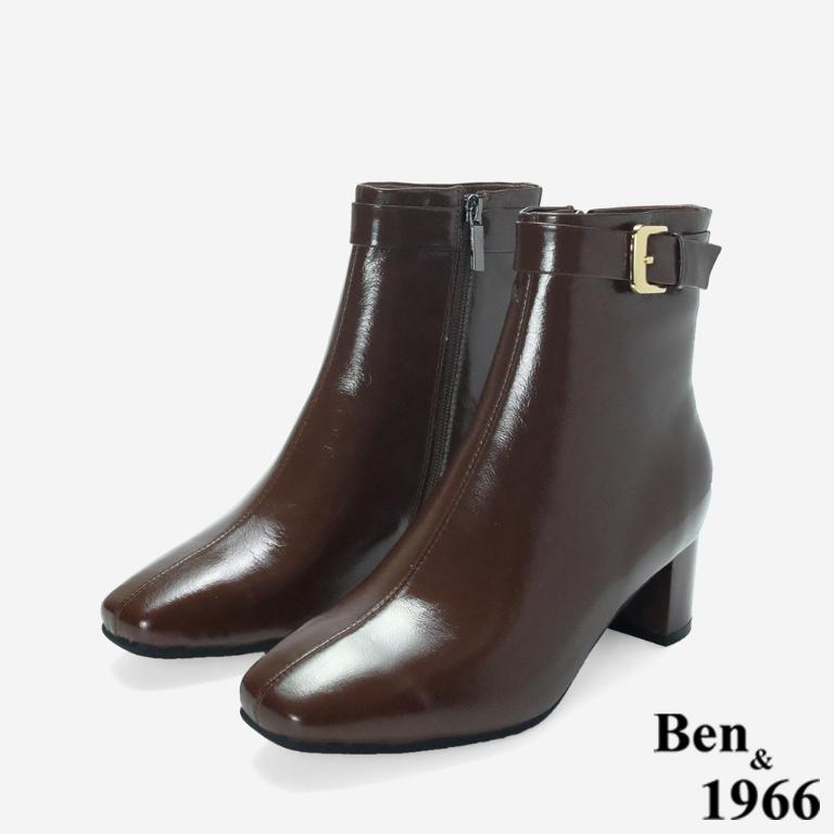 Ben&1966 高級牛油皮個性時尚裸靴-咖啡(247182)