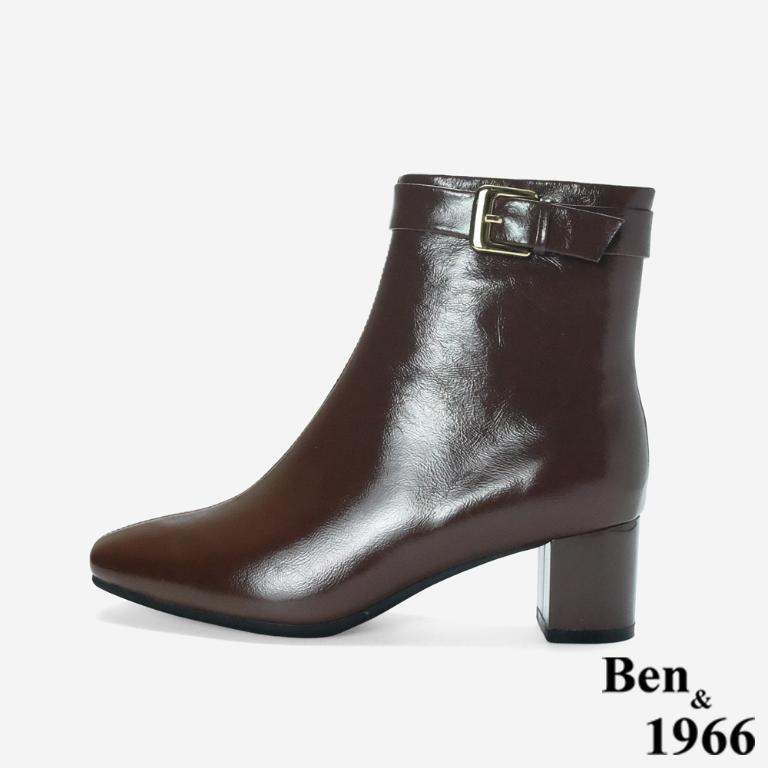 Ben&1966 高級牛油皮個性時尚裸靴-咖啡(247182)