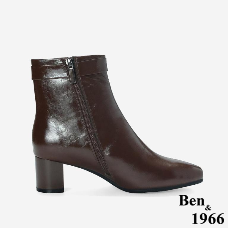 Ben&1966 高級牛油皮個性時尚裸靴-咖啡(247182)