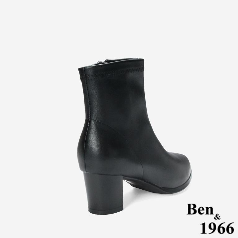 Ben&1966 高級彈力羊皮尖頭個性短靴-黑(247051)