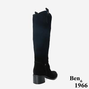 Ben&1966 高級牛皮時尚兩穿粗跟尖頭長靴-黑(247141)