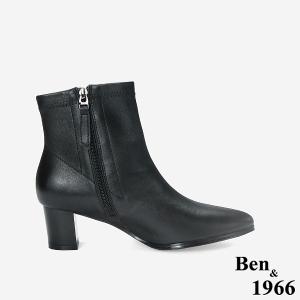 Ben&1966 高級彈力羊皮尖頭個性短靴-黑(247051)