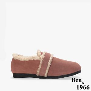 Ben&1966 高級牛皮可愛絨毛包鞋-珊瑚粉(248322)