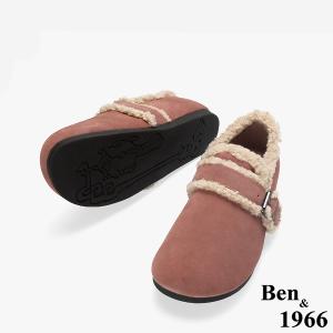 Ben&1966 高級牛皮可愛絨毛包鞋-珊瑚粉(248322)