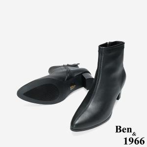 Ben&1966 高級彈力羊皮尖頭個性短靴-黑(247051)