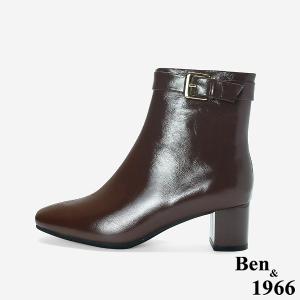 Ben&1966 高級牛油皮個性時尚裸靴-咖啡(247182)