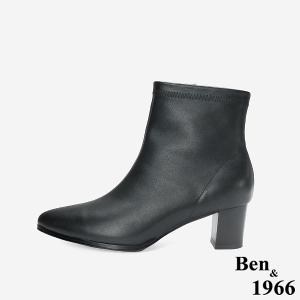 Ben&1966 高級彈力羊皮尖頭個性短靴-黑(247051)