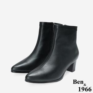 Ben&1966 高級彈力羊皮尖頭個性短靴-黑(247051)