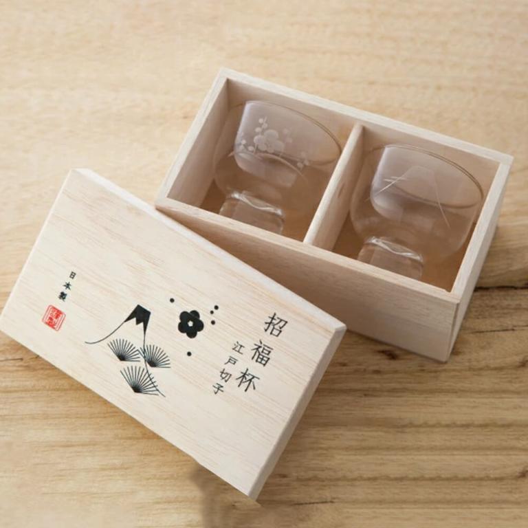 東洋佐佐木 松和富士 梅 江戶切子招福冷酒對杯組125ml