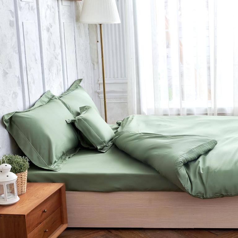 【大地系-墨綠】【床包/兩用被套/枕套】埃及棉500織 單人/雙人/加大/特大