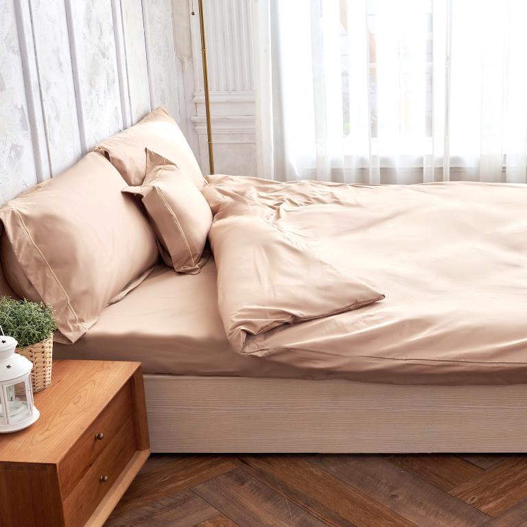 【大地系-奶茶】【床包/兩用被套/枕套】埃及棉500織 單人/雙人/加大/特大