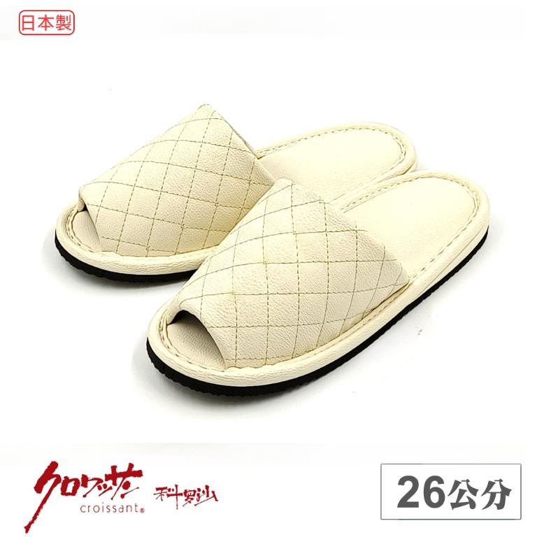 日本素皮紋膠底皮拖 白26公分