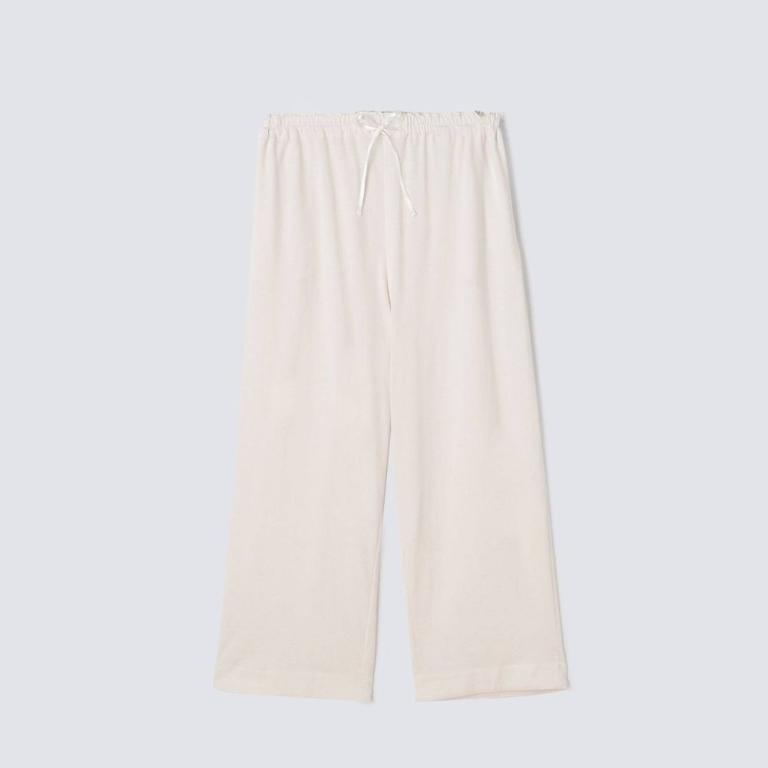 皇家有機純棉排釦 長袖長褲睡衣套裝_白色